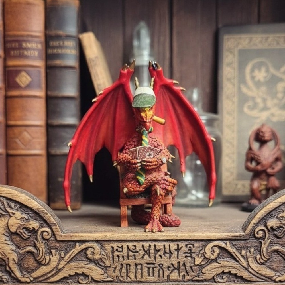 Hamilton Collection Holdin' Harry Dragon Figurine, Hold 'Em Or Fold 'Em, Flaw